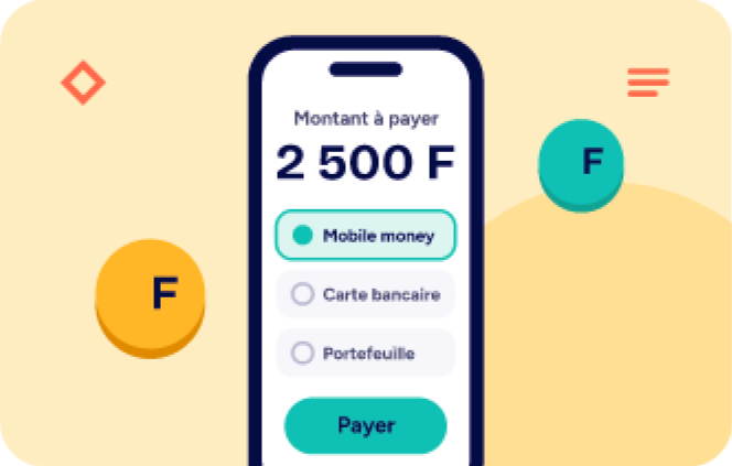 Écran de paiement : 2 500 F, mobile money, carte bancaire ou portefeuille