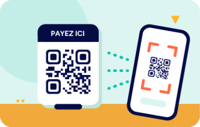 Un client scanne le QR « Payez ici » posé en caisse