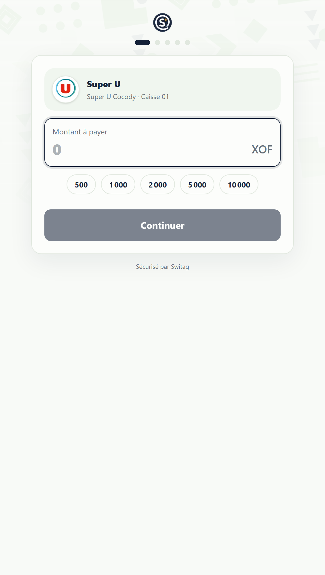 Capture réelle du guichet Switag : paiement Super U